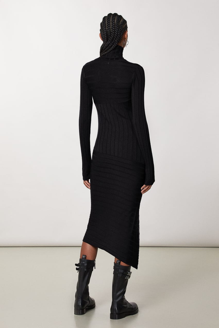 Black Patrizia Pepe Slim Fit Ribbed Dress | KJNABEC-96