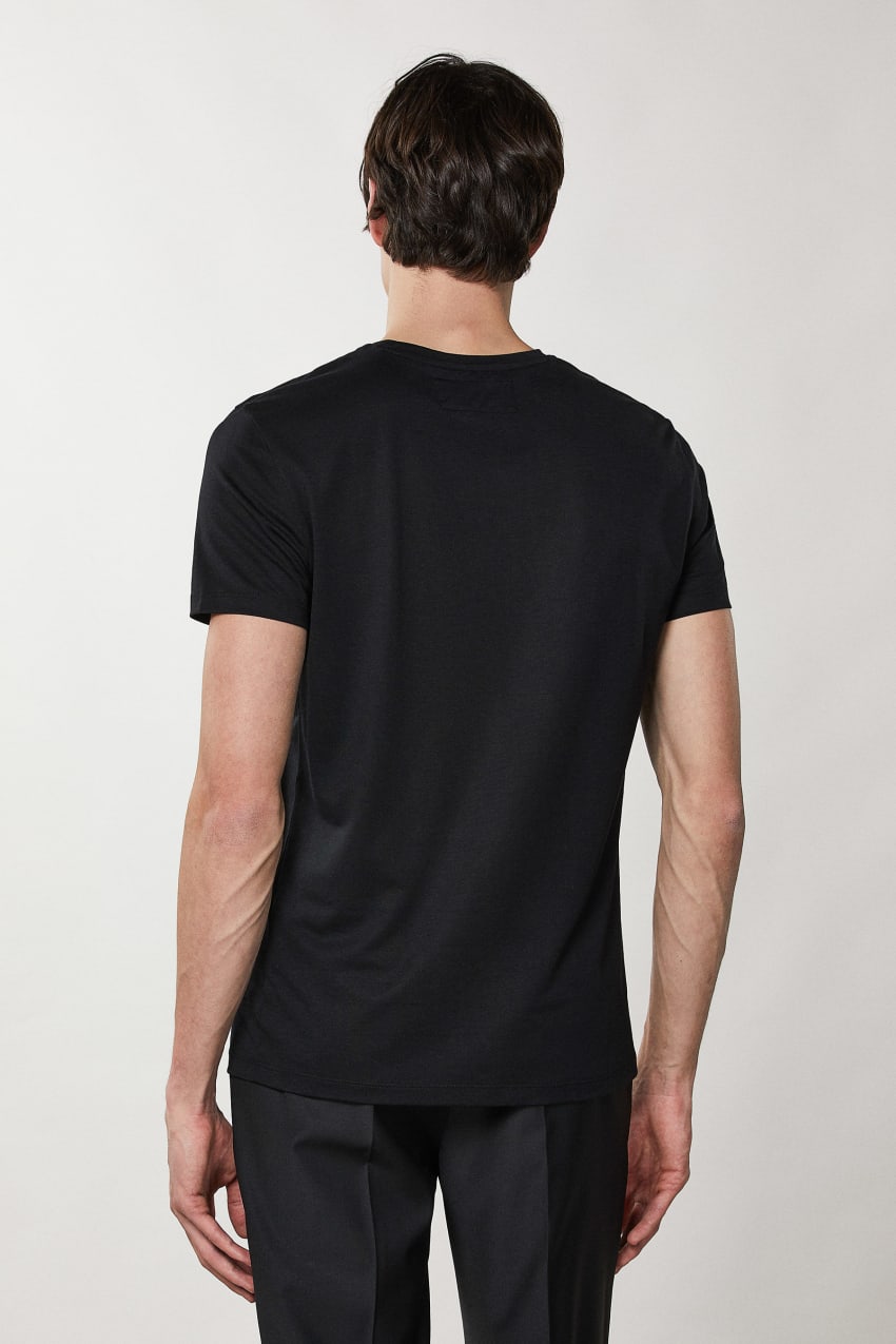 Black Patrizia Pepe Slim Fit T-shirt In Lyocell Jersey And Cotton | HKGUNRJ-20