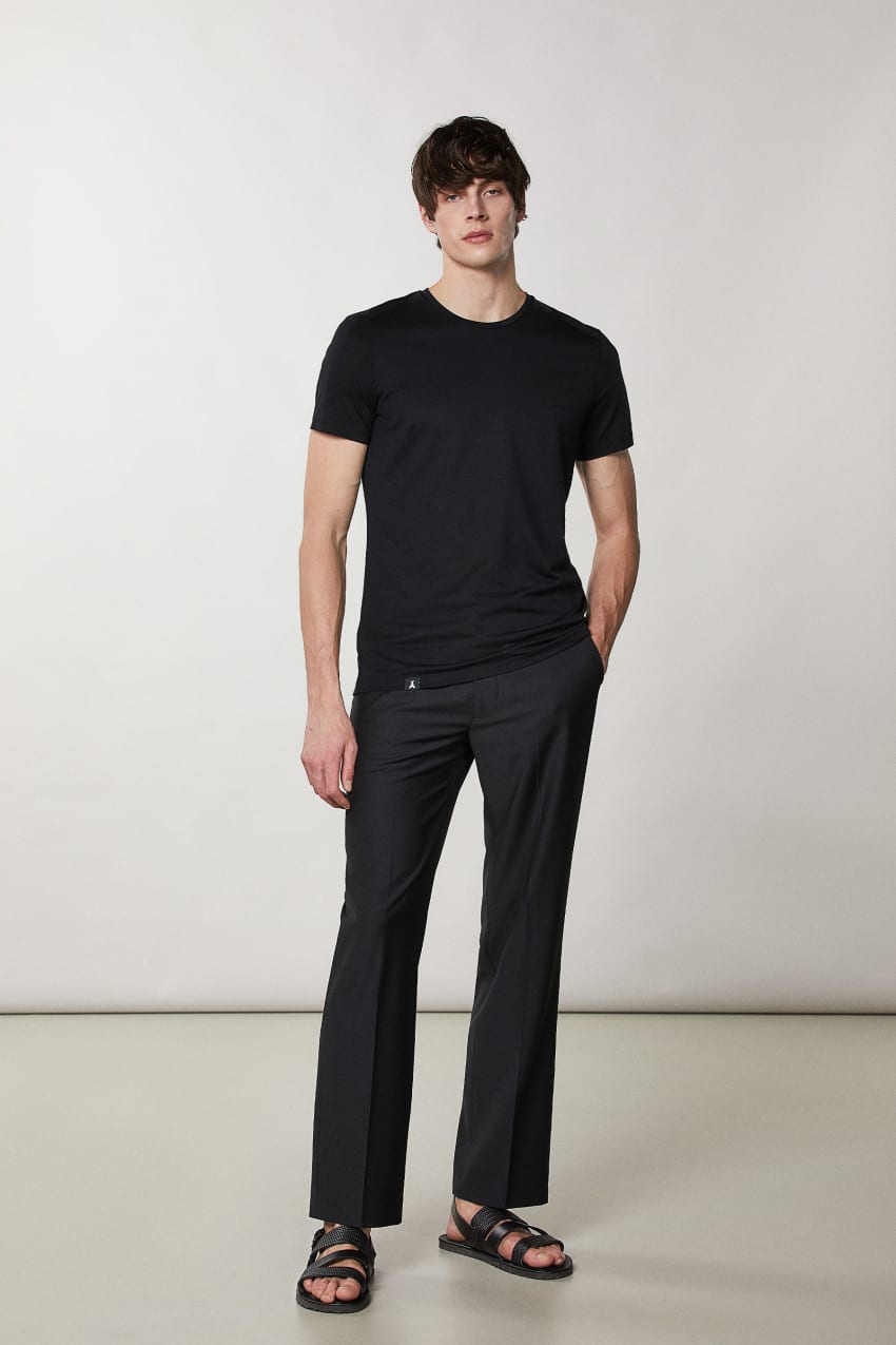 Black Patrizia Pepe Slim Fit T-shirt In Lyocell Jersey And Cotton | HKGUNRJ-20