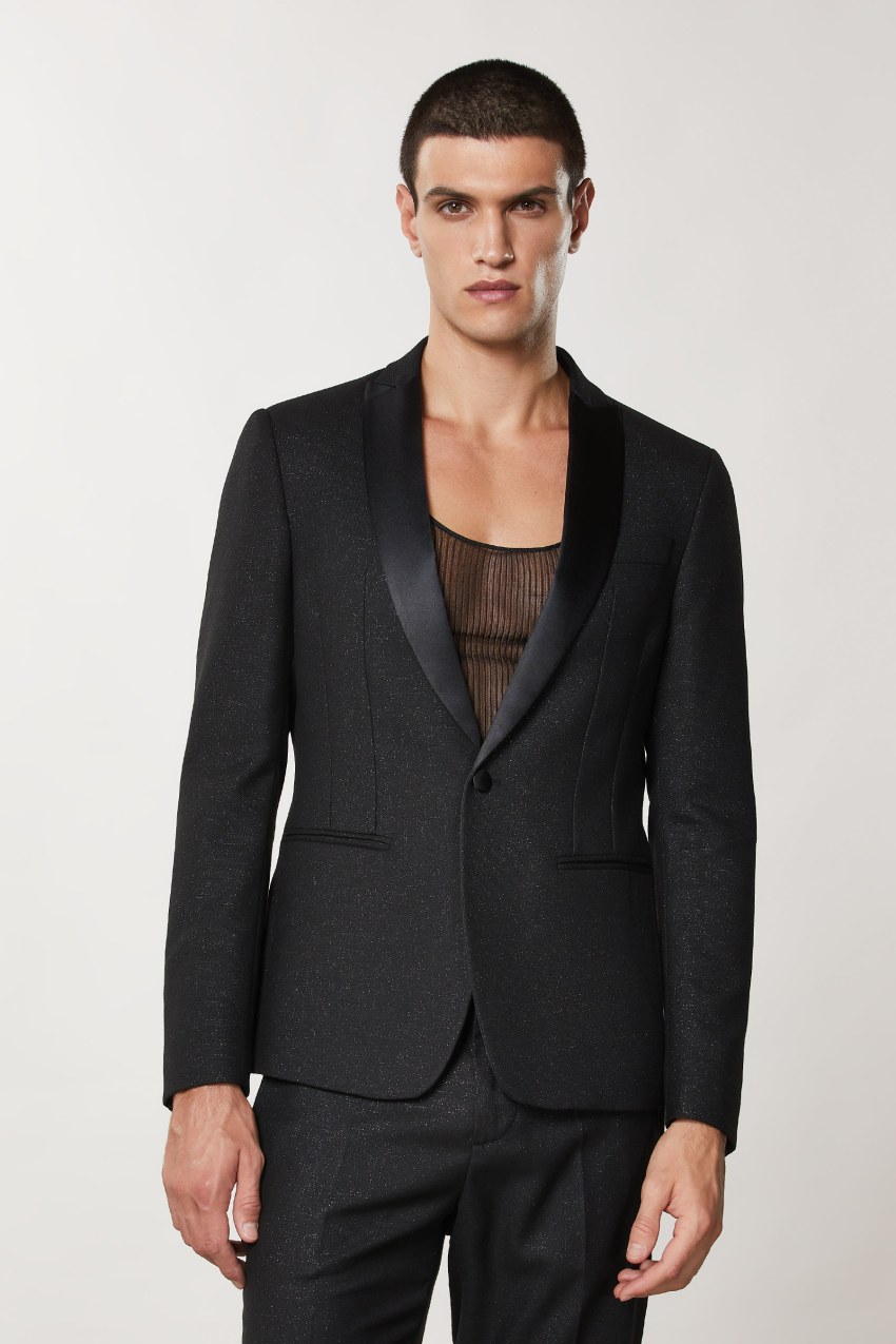 Black Patrizia Pepe Slim Fit Tuxedo Jacket | TAJGZPF-18