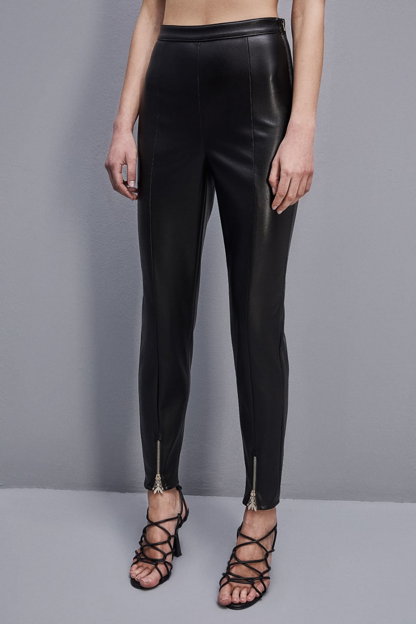 Black Patrizia Pepe Slim Leggings In Coated Fabric | WMITYJG-93