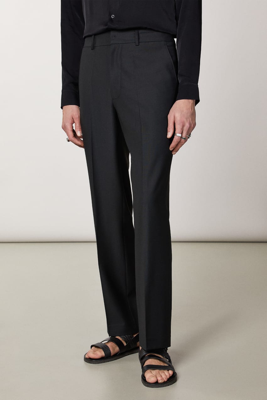 Black Patrizia Pepe Straight-fit Cool Wool Pants | BFGSLHA-36