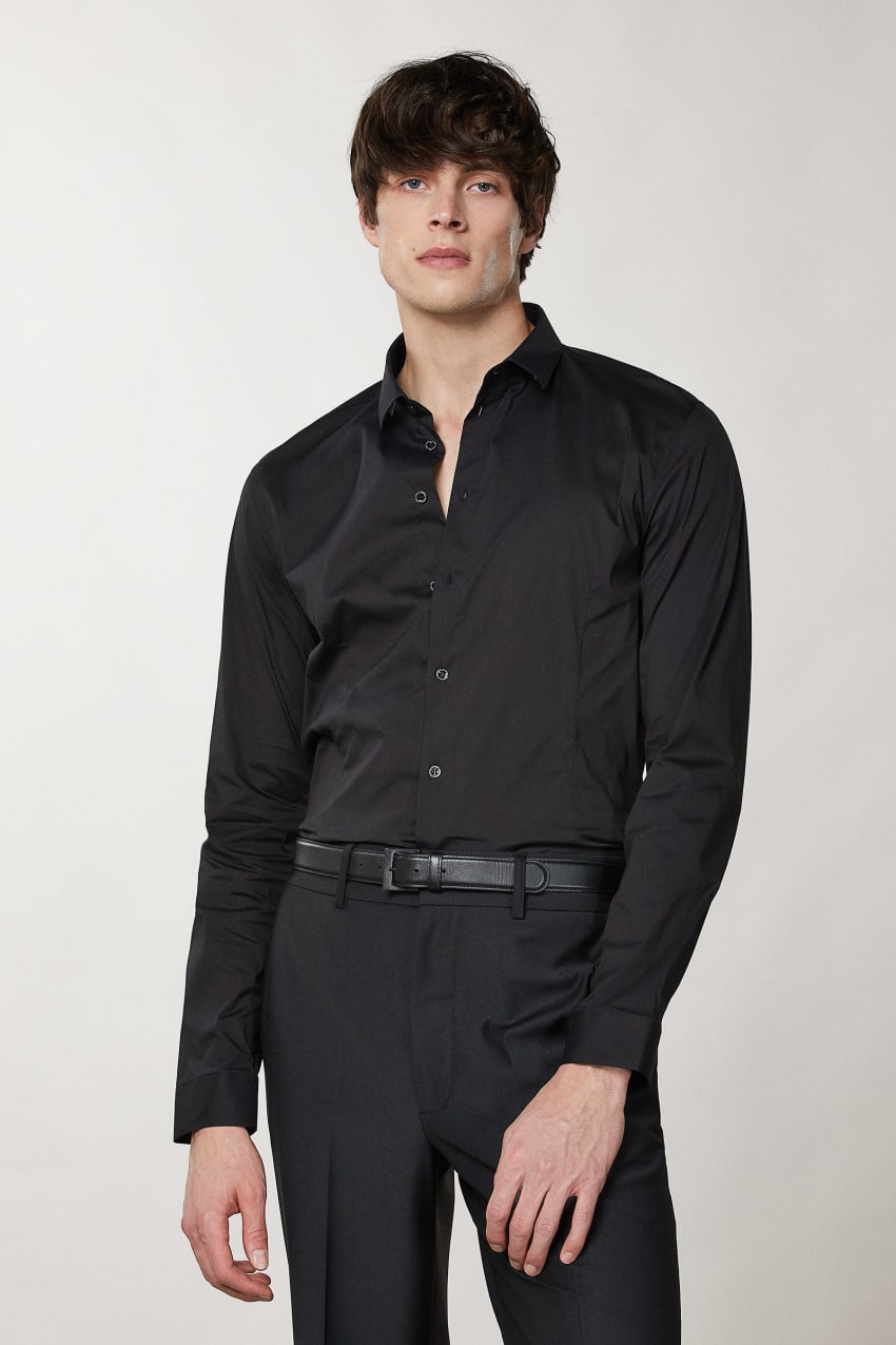 Black Patrizia Pepe Stretch Poplin Shirt | QOSNFTH-21