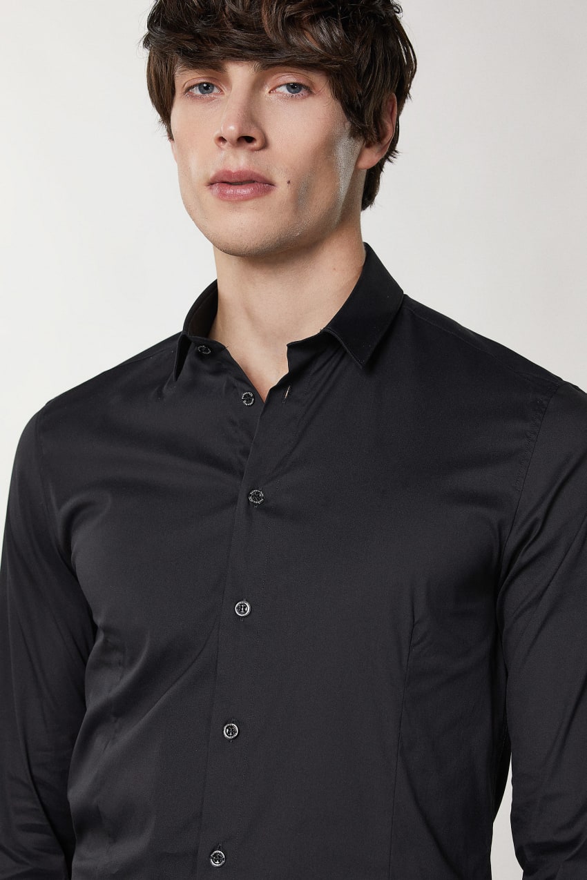 Black Patrizia Pepe Stretch Poplin Shirt | QOSNFTH-21