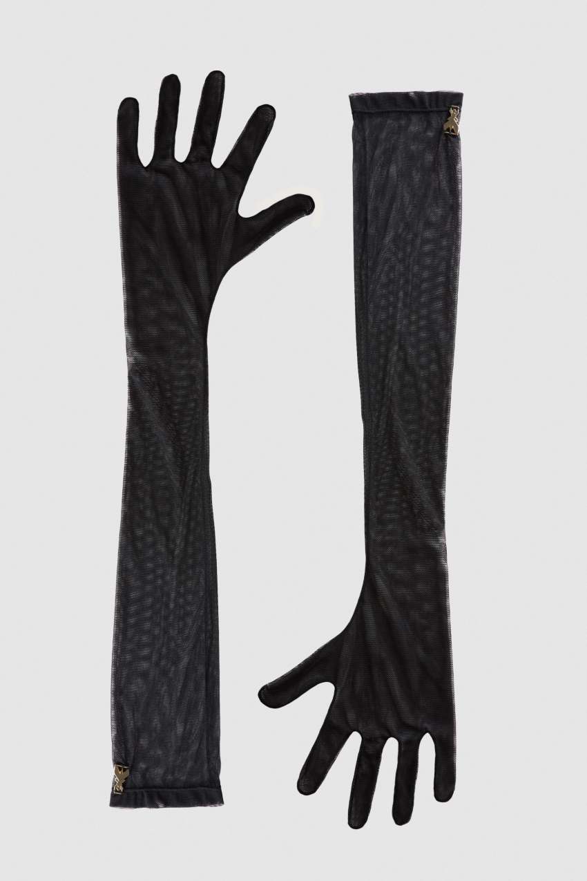 Black Patrizia Pepe Stretch Tulle Long Glove | XPUJHTZ-46