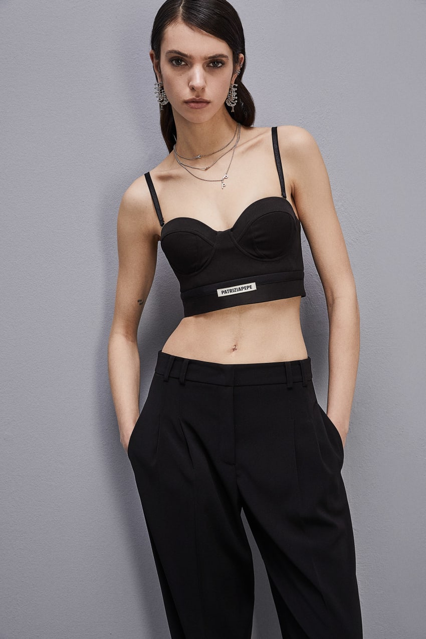 Black Patrizia Pepe Tailored Bustier With Belt | MLYSNHE-06