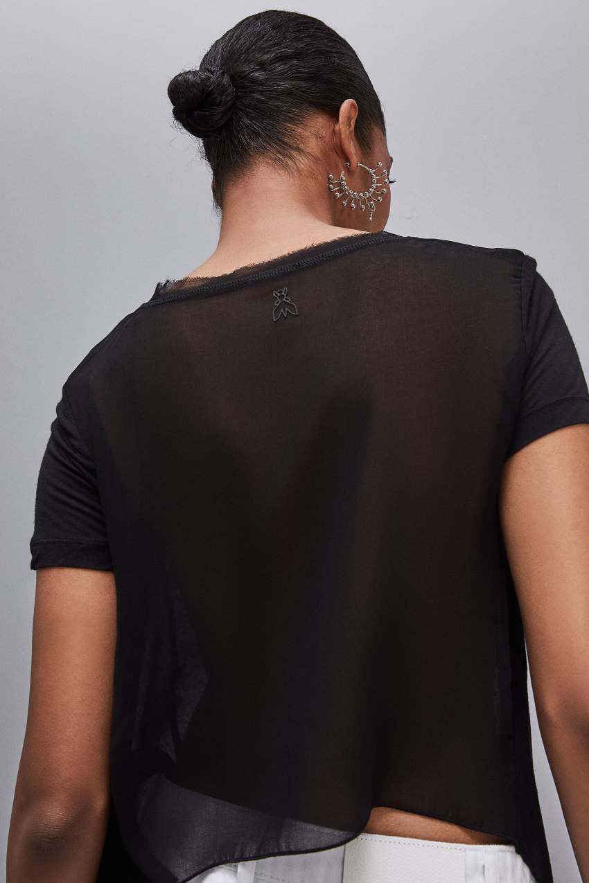 Black Patrizia Pepe T-shirt In Super Light Modal Jersey | VWYMFTI-29