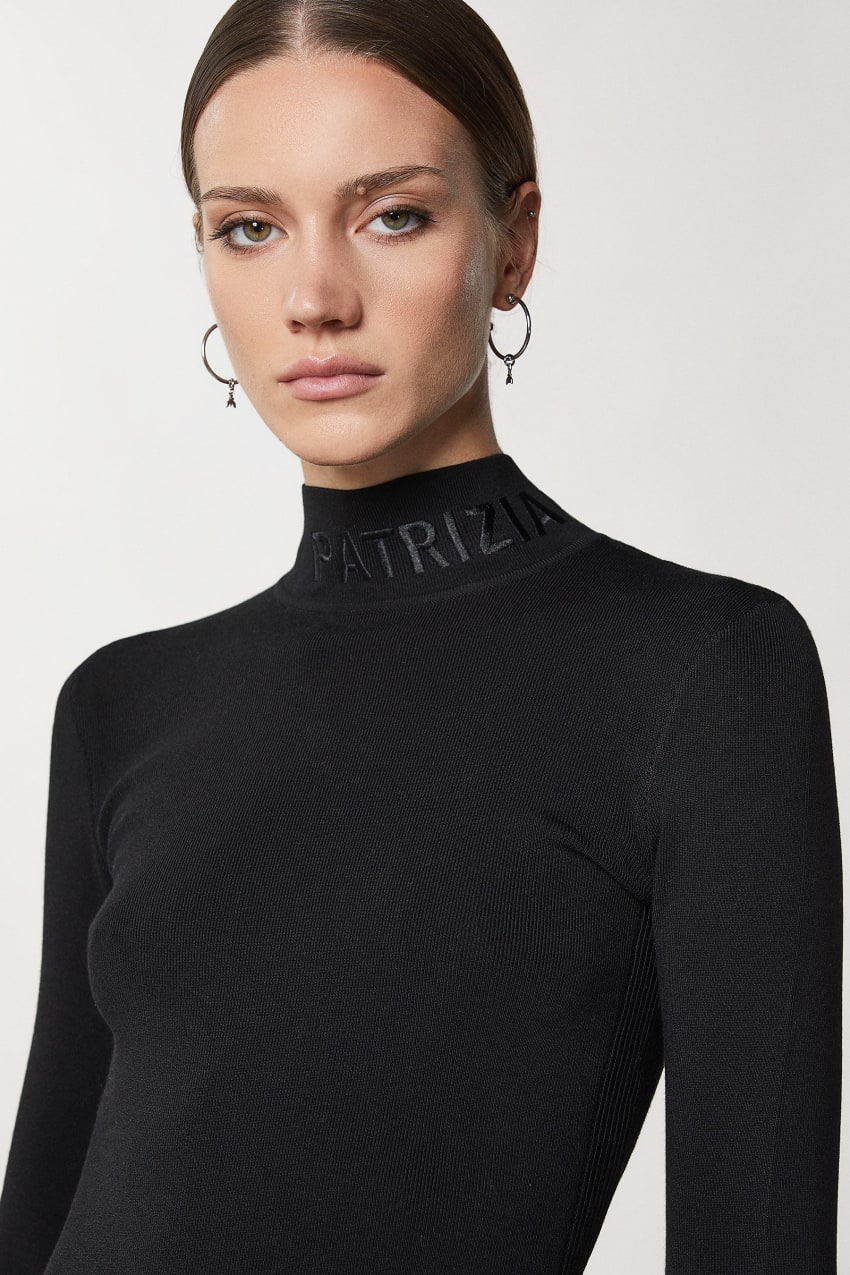 Black Patrizia Pepe Turtleneck With Logo | GCPKREB-83