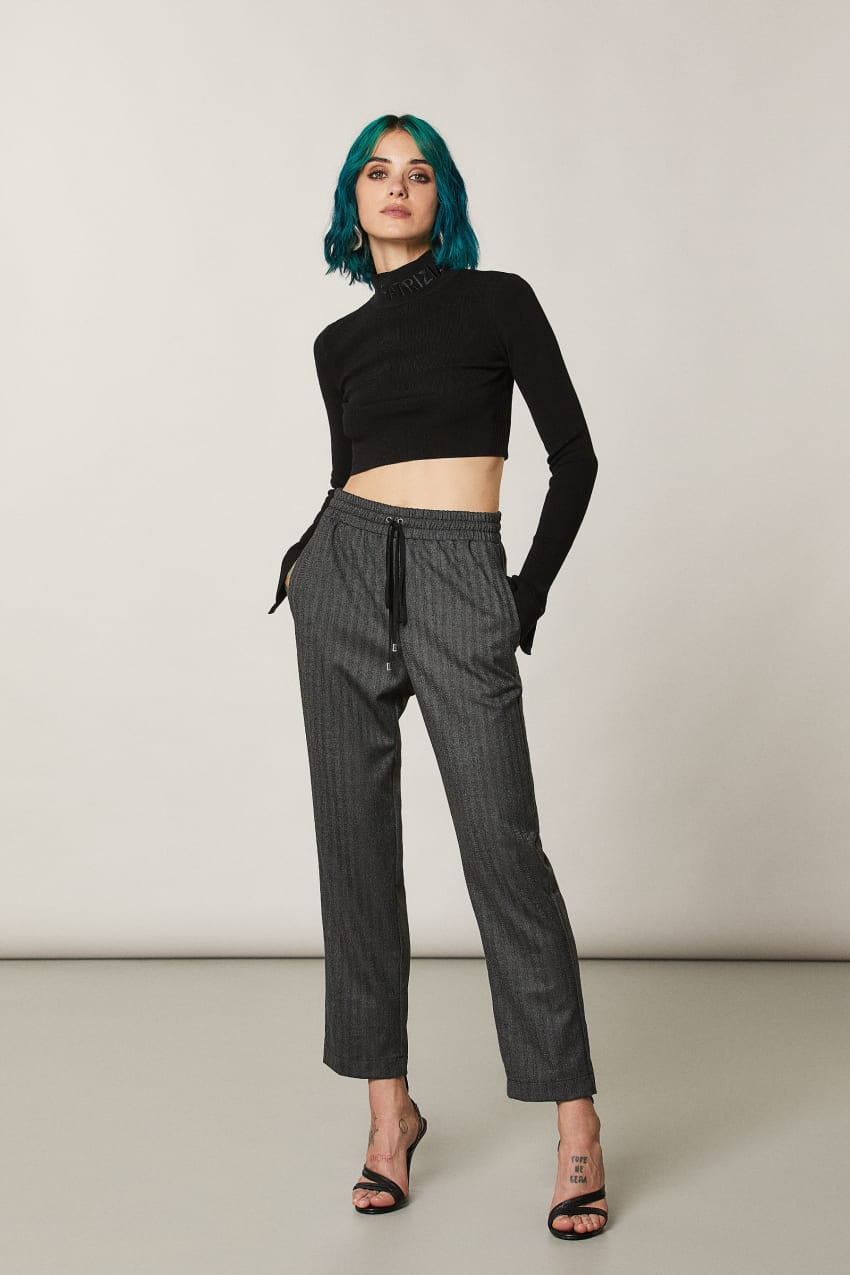 Black Patrizia Pepe Viscose Ankle Pants | BTSAYCV-95