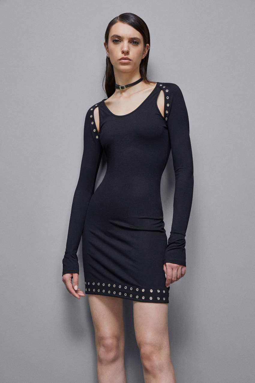 Black Patrizia Pepe Viscose Mini Dress | HLGERAM-94