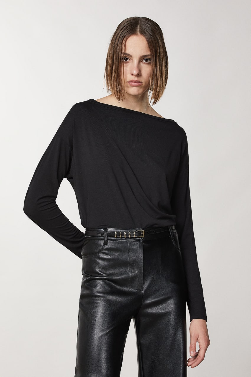 Black Patrizia Pepe Viscose Sweater With Rhinestones | NTHRXWU-62