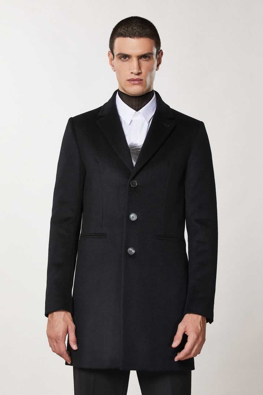 Black Patrizia Pepe Wool Blend Lined Coat | HKCPEGZ-72