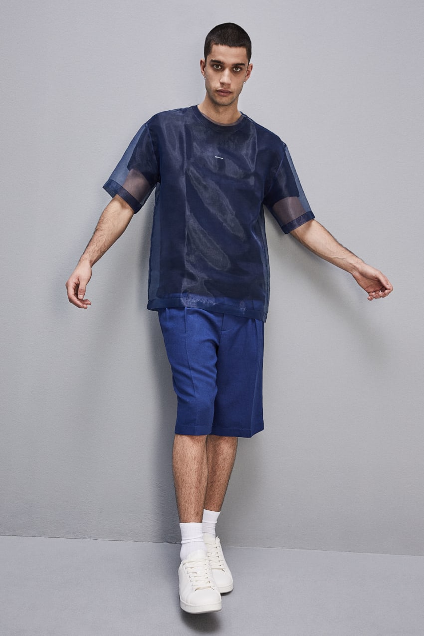 Blue Patrizia Pepe Boxy Short Sleeve T-shirt With Raw Cut Hem | XJDSZOL-63