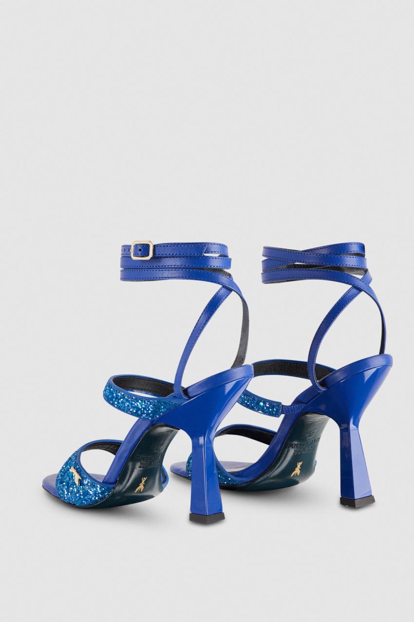 Blue Patrizia Pepe Glitter-coated Fabric Heeled Sandal | QKALUNJ-31