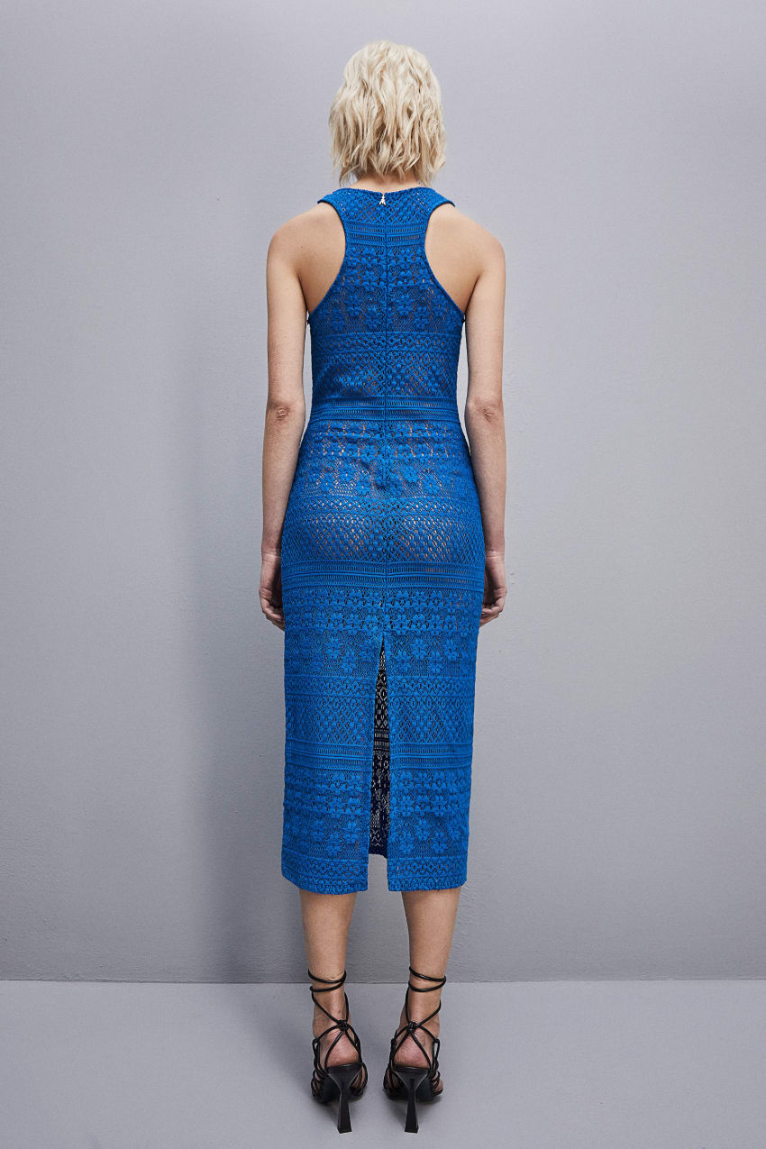 Blue Patrizia Pepe Lace Midi Dress | TEVIHZN-46