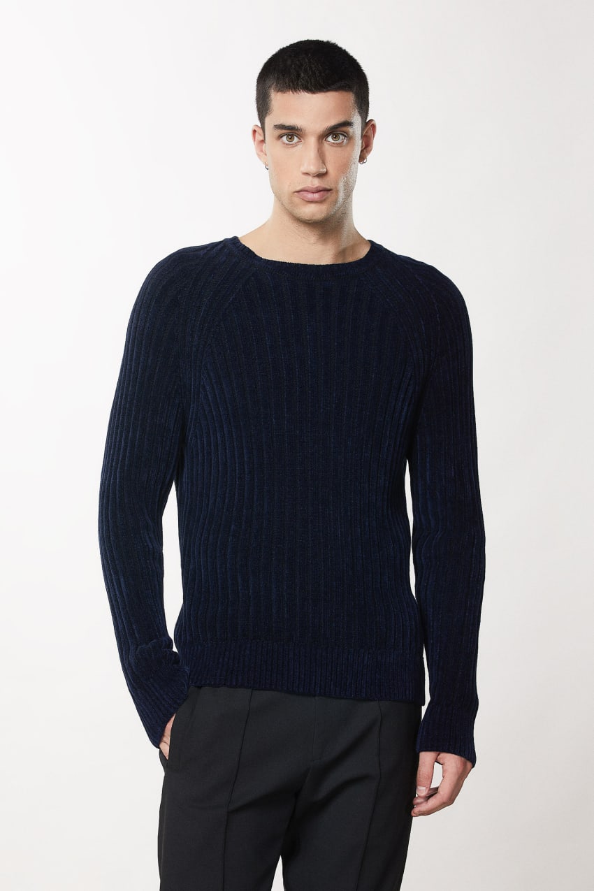 Blue Patrizia Pepe Long-sleeved Ribbed Sweater | MJFWREG-57