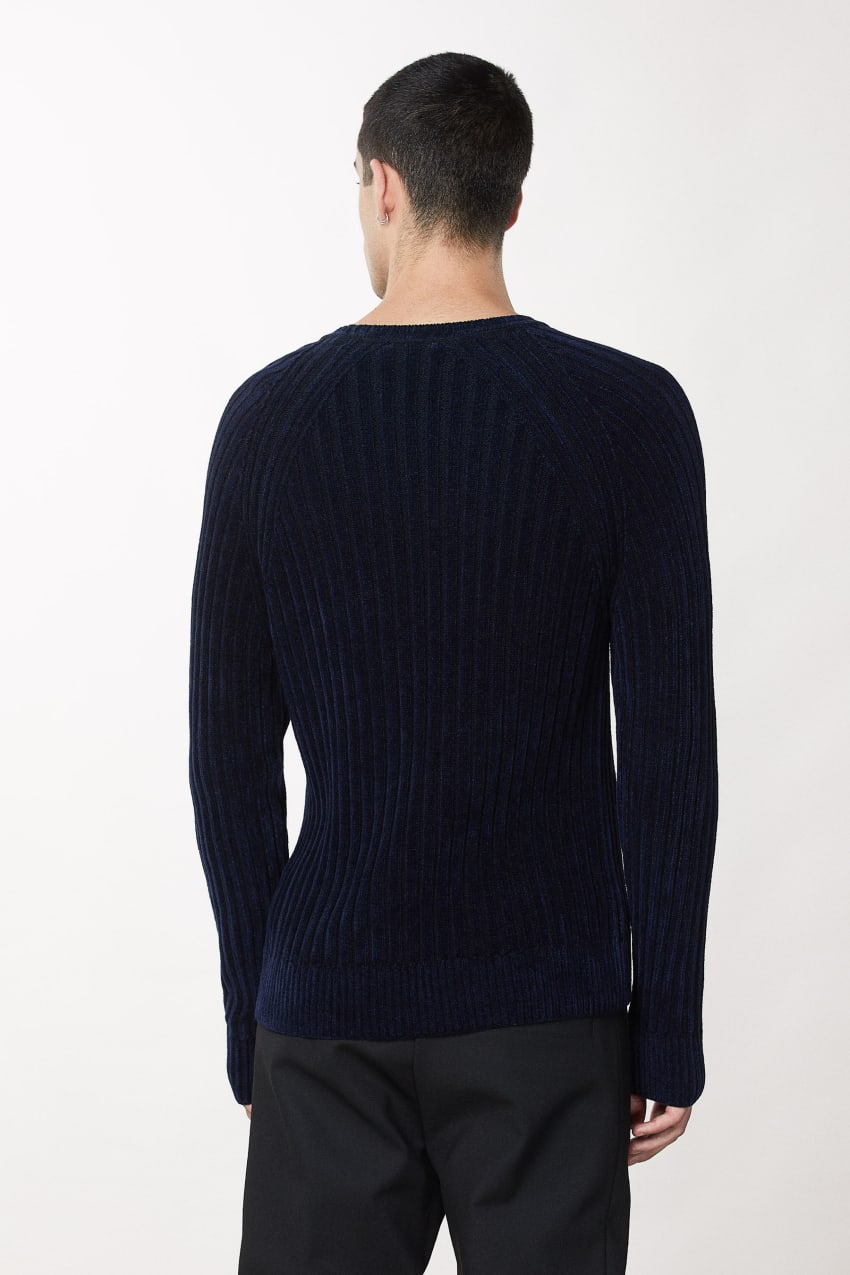 Blue Patrizia Pepe Long-sleeved Ribbed Sweater | MJFWREG-57