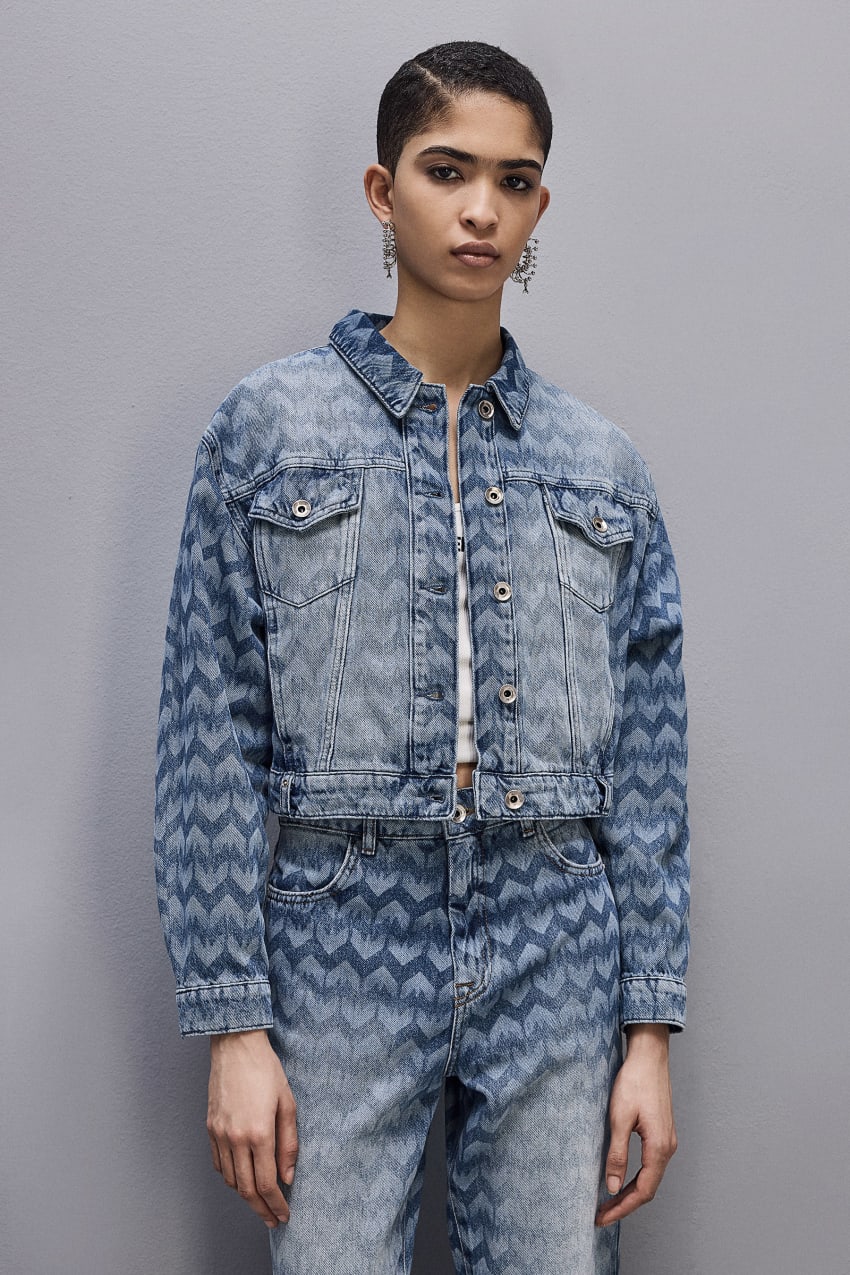 Blue Patrizia Pepe Monogram Denim Jacket | JPMTELK-01