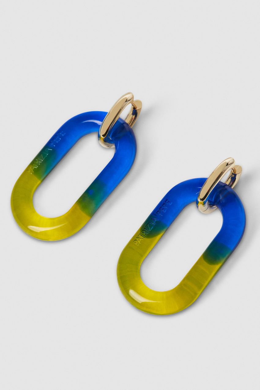 Blue Patrizia Pepe Shaded Maxi Chain Logo Earrings | AWTMUKE-26