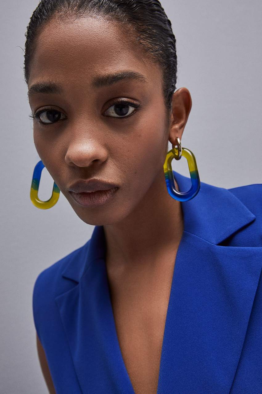 Blue Patrizia Pepe Shaded Maxi Chain Logo Earrings | AWTMUKE-26