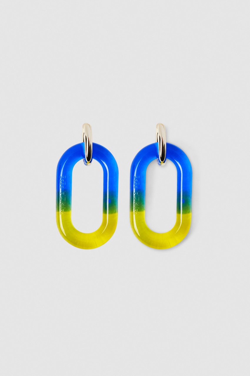 Blue Patrizia Pepe Shaded Maxi Chain Logo Earrings | AWTMUKE-26