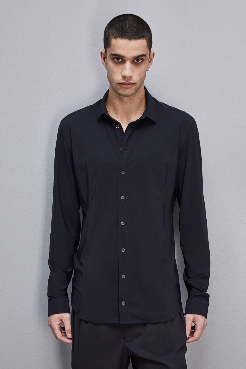 Blue Patrizia Pepe Slim Fit Jersey Shirt | QRSEPYX-10