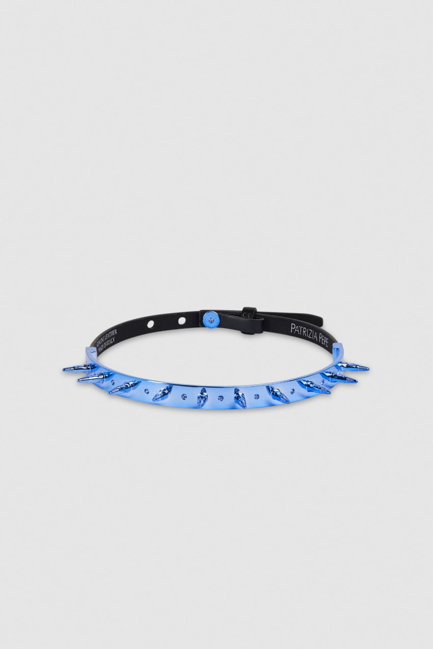 Blue Patrizia Pepe Studded Leather Choker | HBZTYLO-90