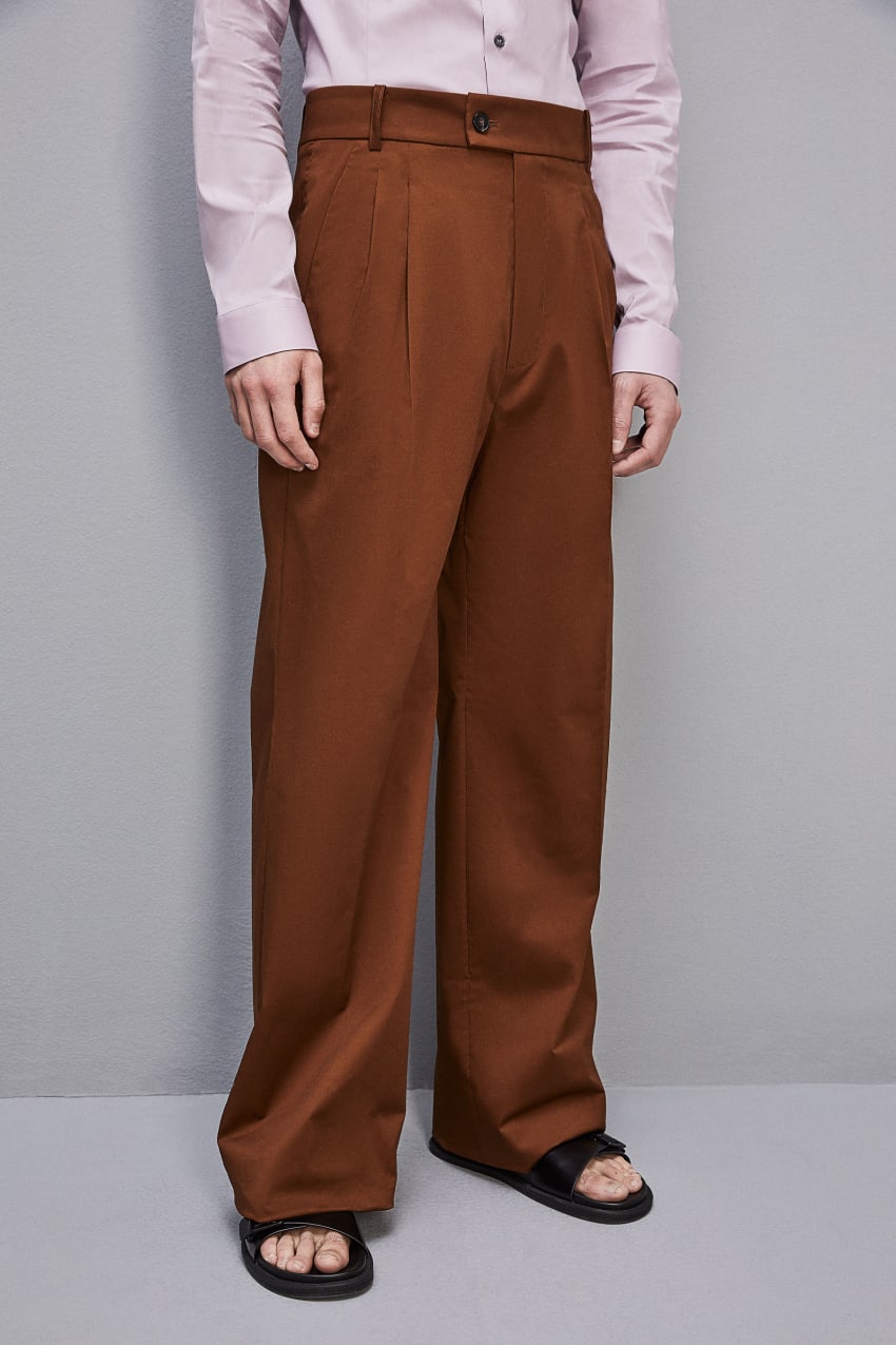 Brown Patrizia Pepe Cotton Twill Pleated Pants | WPKDJYC-29