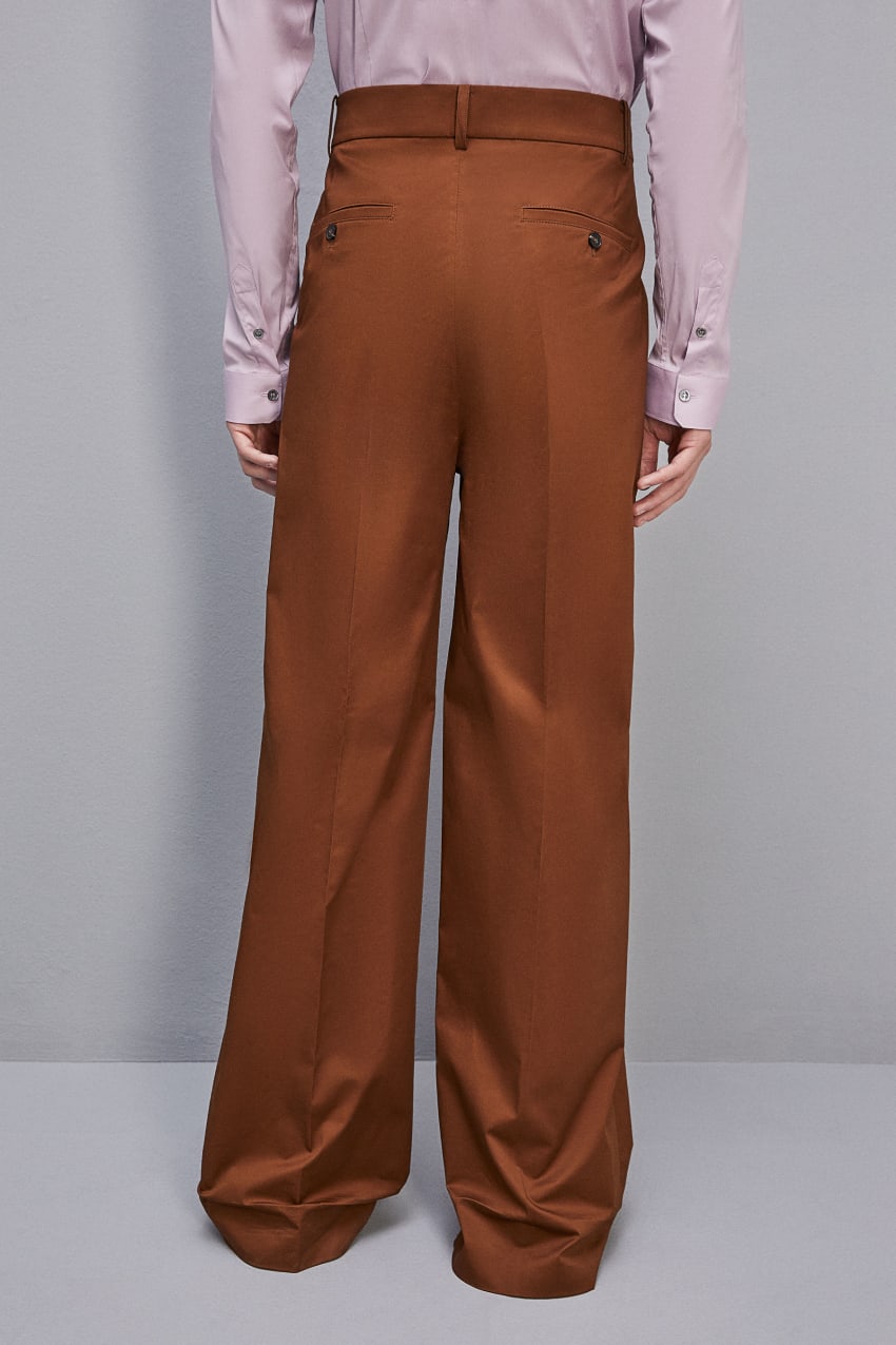 Brown Patrizia Pepe Cotton Twill Pleated Pants | WPKDJYC-29