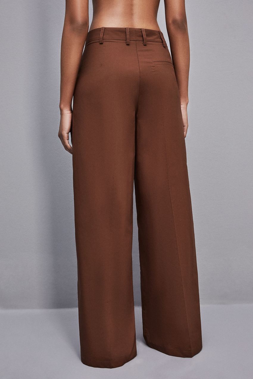 Brown Patrizia Pepe Low-waisted Palazzo Fit Pants | ZXKWLQH-41