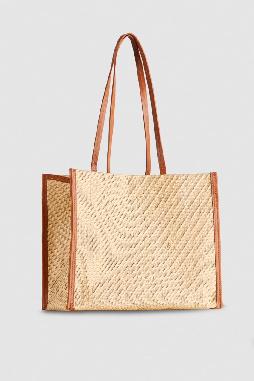 Brown Patrizia Pepe Woven Fabric Shopping Bag | YPZSEMU-78