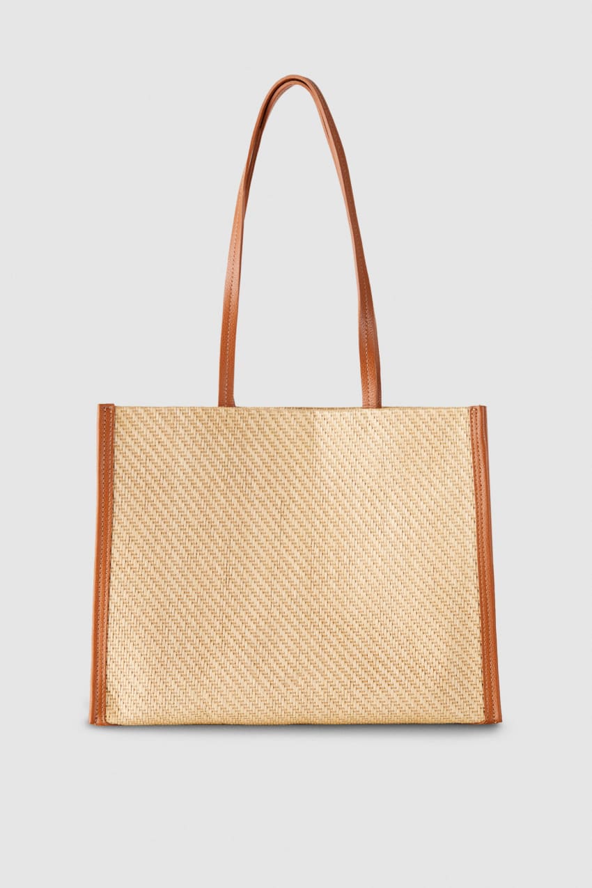 Brown Patrizia Pepe Woven Fabric Shopping Bag | YPZSEMU-78