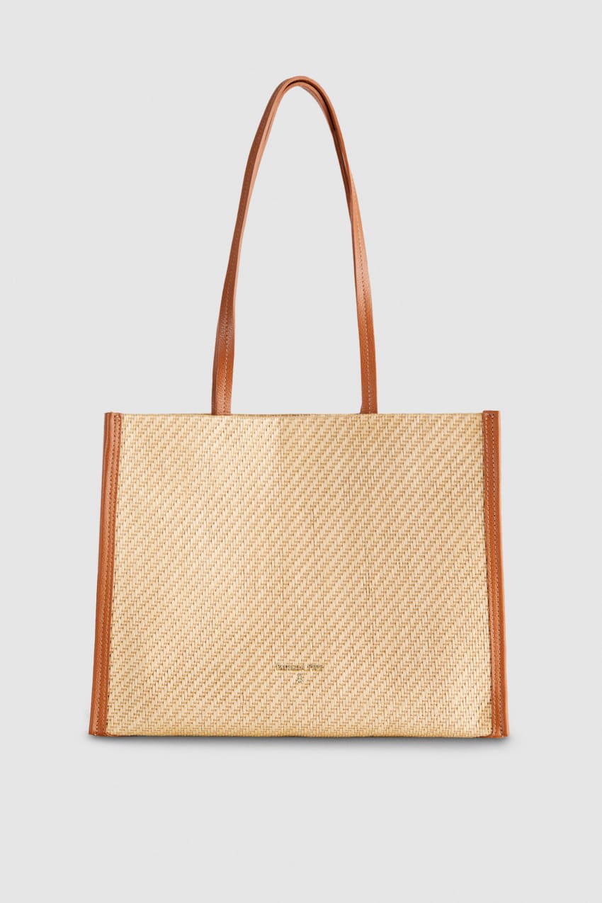 Brown Patrizia Pepe Woven Fabric Shopping Bag | YPZSEMU-78