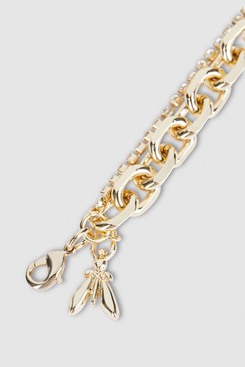 Gold Patrizia Pepe Fly Diamond Brass Chain Bracelet | NRUQTIC-19