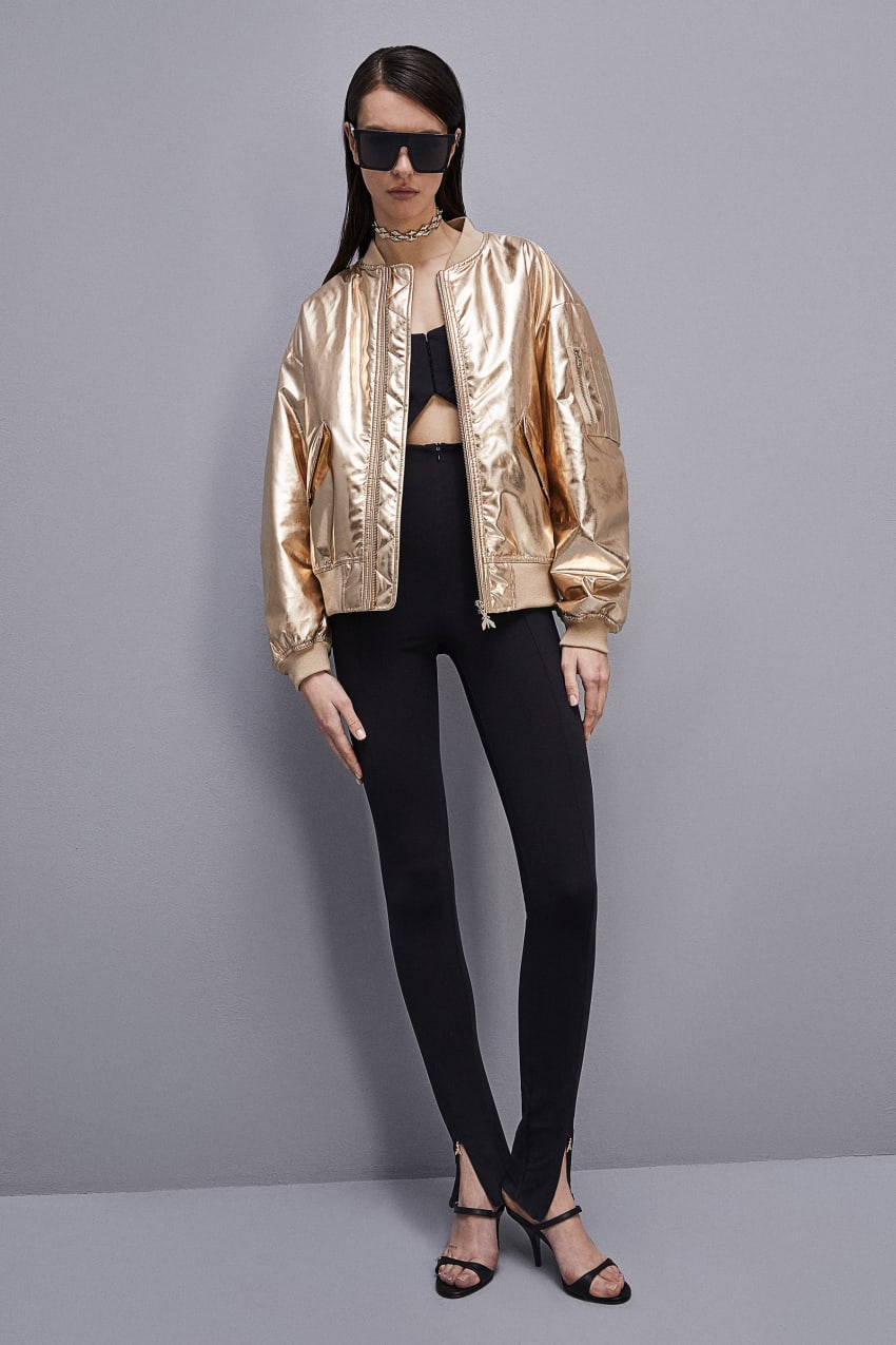 Gold Patrizia Pepe Padded Over Bomber Jacket | BNZDKHV-45