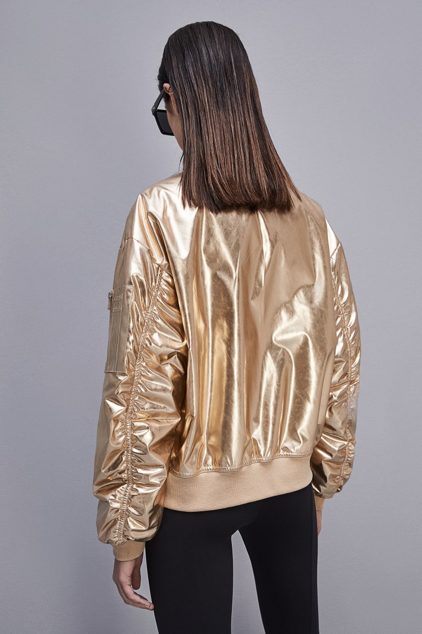 Gold Patrizia Pepe Padded Over Bomber Jacket | BNZDKHV-45