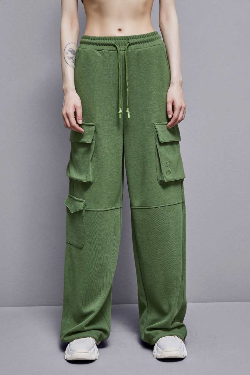 Green Patrizia Pepe Cotton Blend Fleece Cargo Pants | CAGNYHZ-41