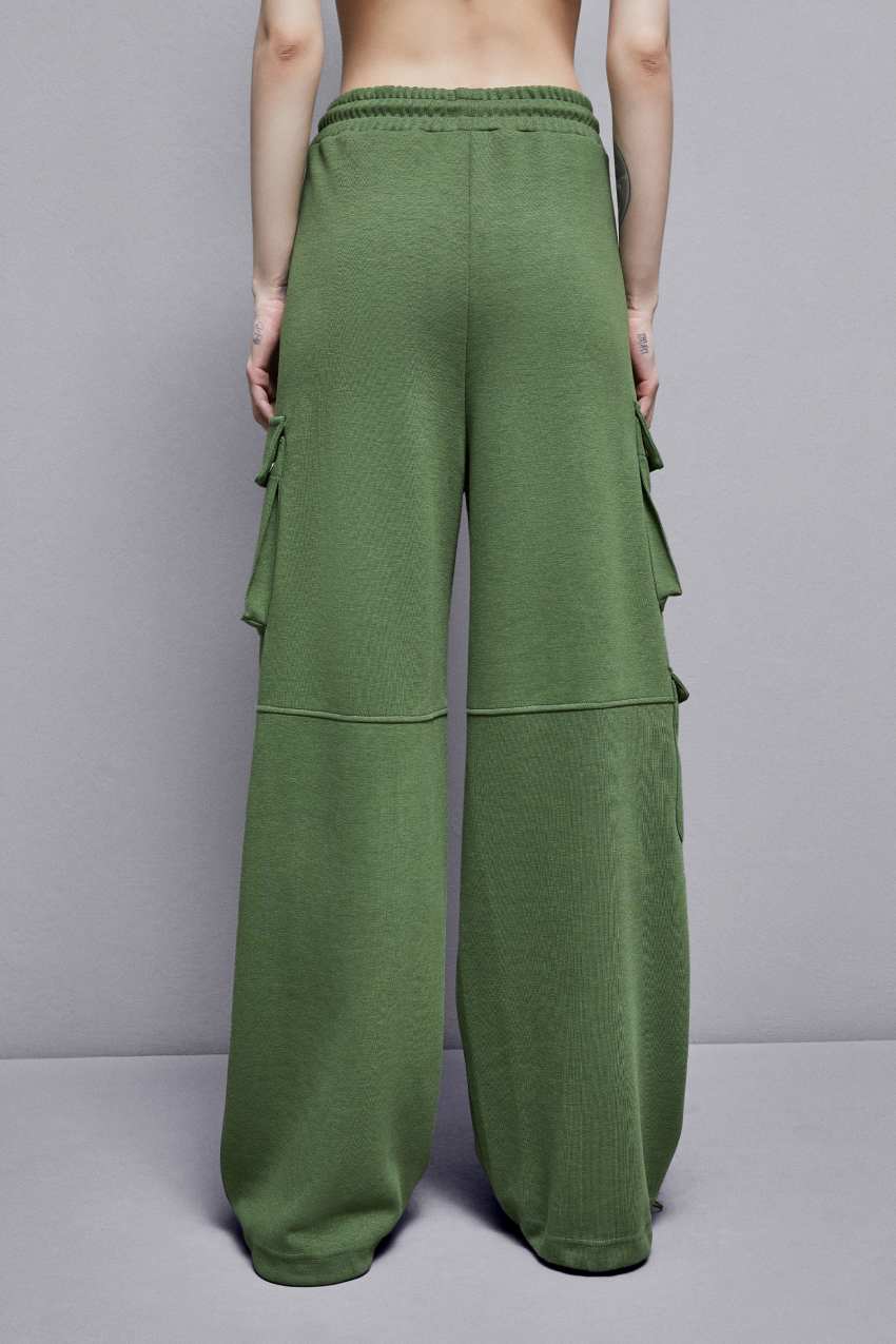 Green Patrizia Pepe Cotton Blend Fleece Cargo Pants | CAGNYHZ-41