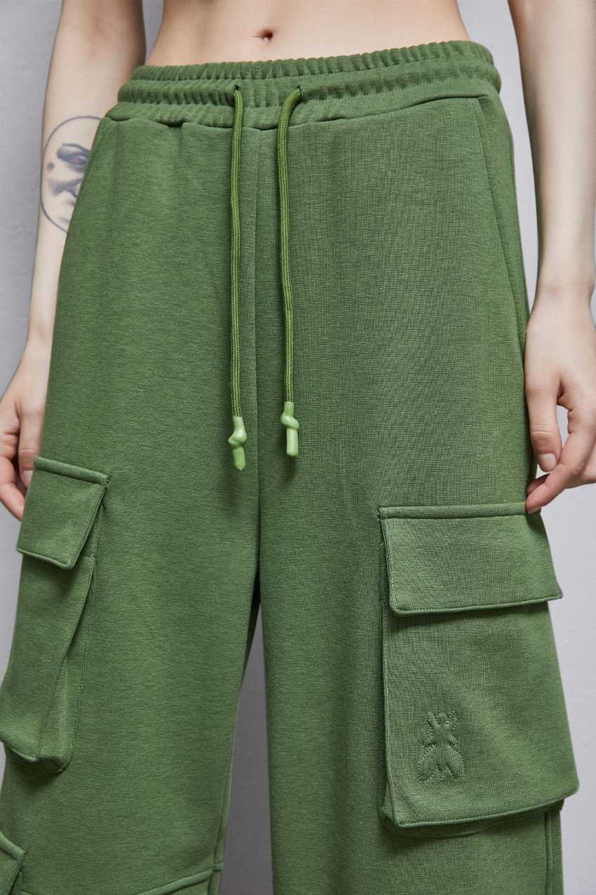 Green Patrizia Pepe Cotton Blend Fleece Cargo Pants | CAGNYHZ-41