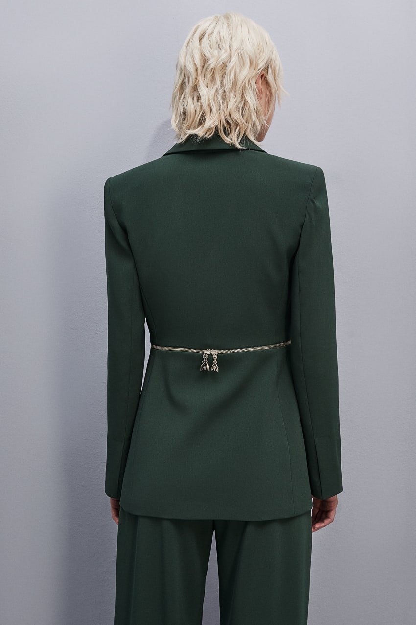 Green Patrizia Pepe Essential Crepe Jacket With Zipper | HZCREYJ-06