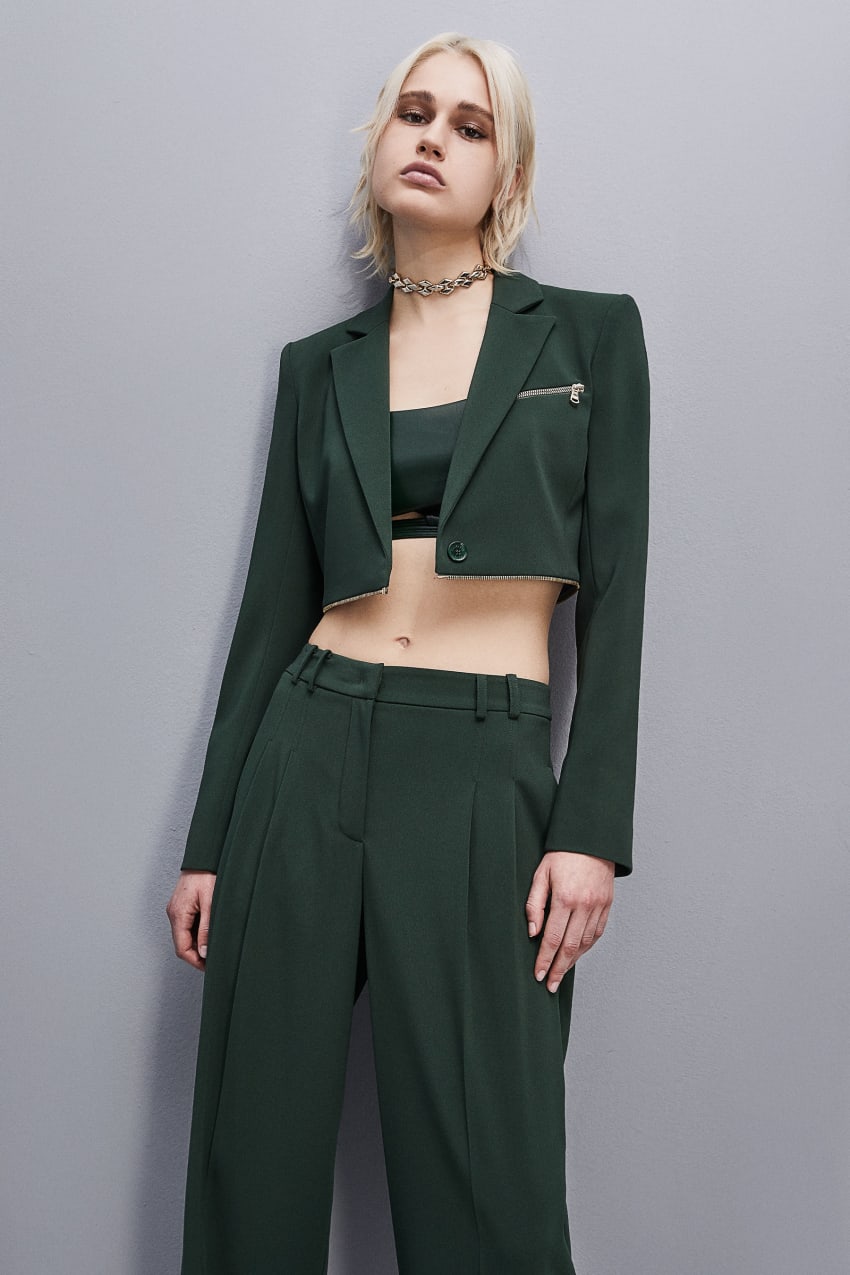 Green Patrizia Pepe Essential Crepe Jacket With Zipper | HZCREYJ-06