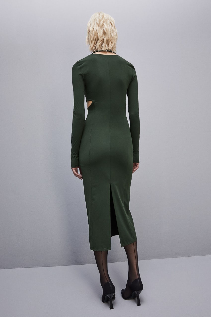 Green Patrizia Pepe Essential Jersey Midi Dress | SDUQJLK-27