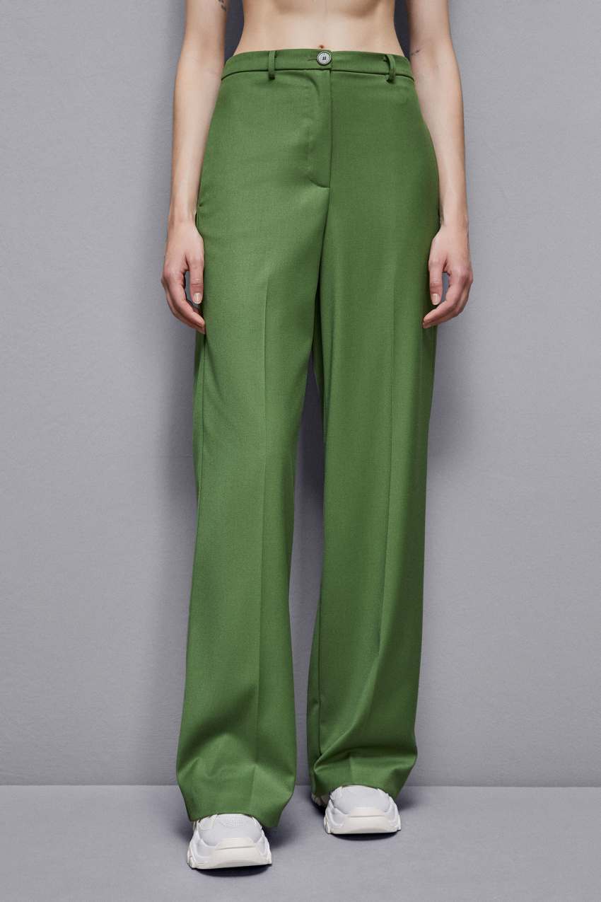 Green Patrizia Pepe Flannel Pants With Pleats | HFZMUGA-08