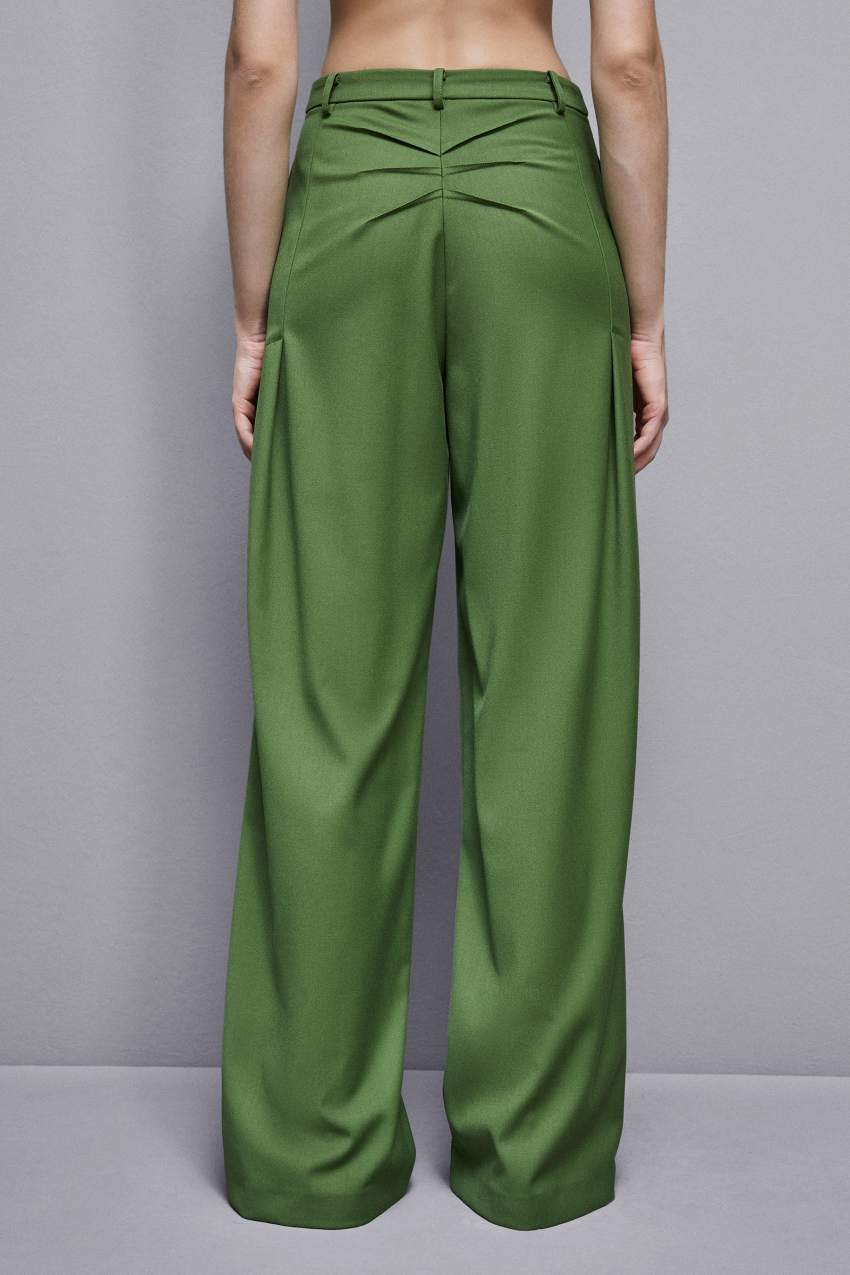 Green Patrizia Pepe Flannel Pants With Pleats | HFZMUGA-08