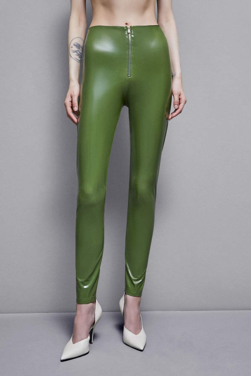 Green Patrizia Pepe High-waisted Faux Leather Leggings | GPCBIOY-48