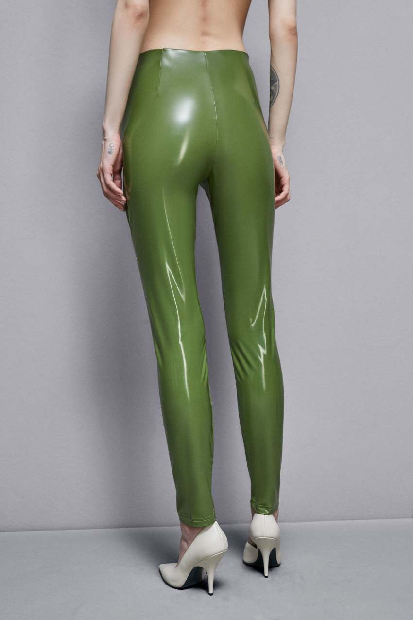 Green Patrizia Pepe High-waisted Faux Leather Leggings | GPCBIOY-48