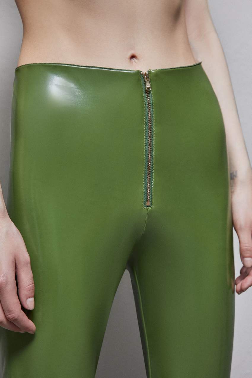 Green Patrizia Pepe High-waisted Faux Leather Leggings | GPCBIOY-48