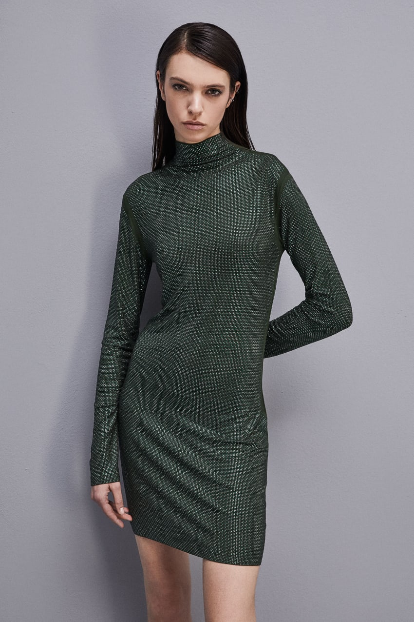 Green Patrizia Pepe Jersey Dress With Rhinestones | DQAVOYI-85