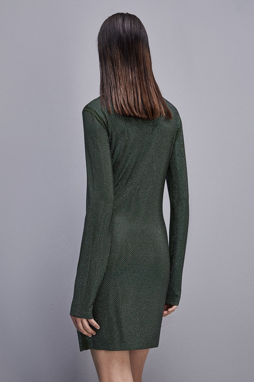 Green Patrizia Pepe Jersey Dress With Rhinestones | DQAVOYI-85