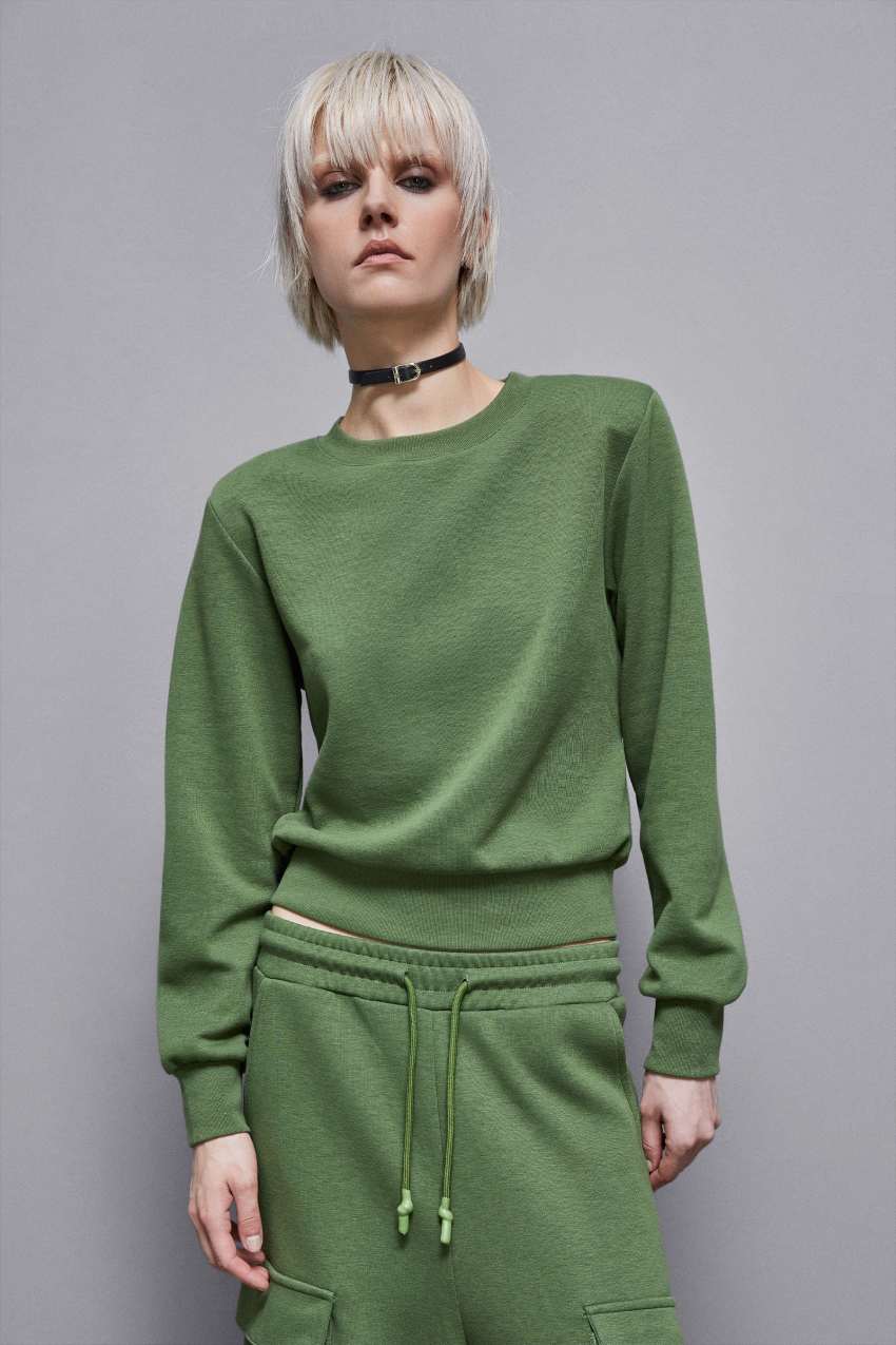 Green Patrizia Pepe Long-sleeved Cotton Sweatshirt | SCDZFVR-25